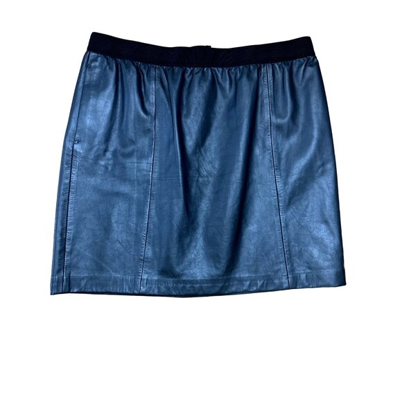 Ann Taylor LOFT Black Leather Skirt Above the Knee Size 10 - Picture 1 of 14